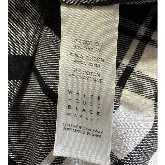 White House Black Market Black and White Plaid Blouse - Picture 5 of 7